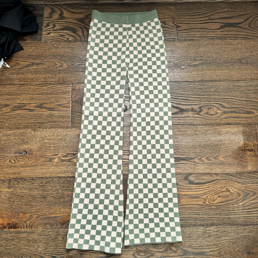Green and White Checkered Pants